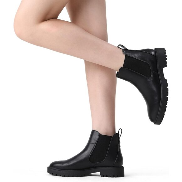 Dream Pairs Ankle Boote Women Black Thermoplastic Elastomers Fashion Slip  Elast - Picture 6 of 7